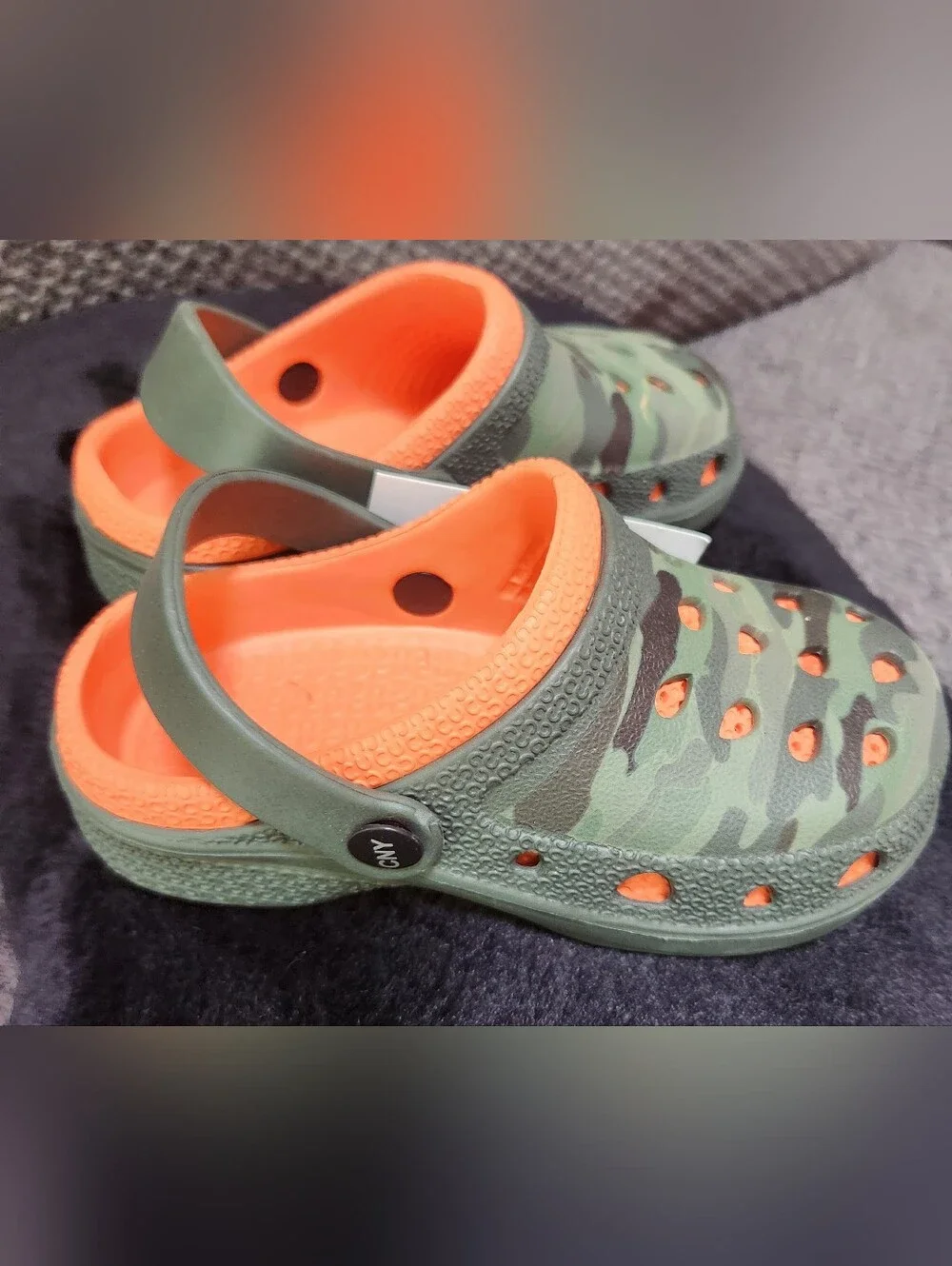 Kids Camo Crocstyle Slip-On with Orange Insole